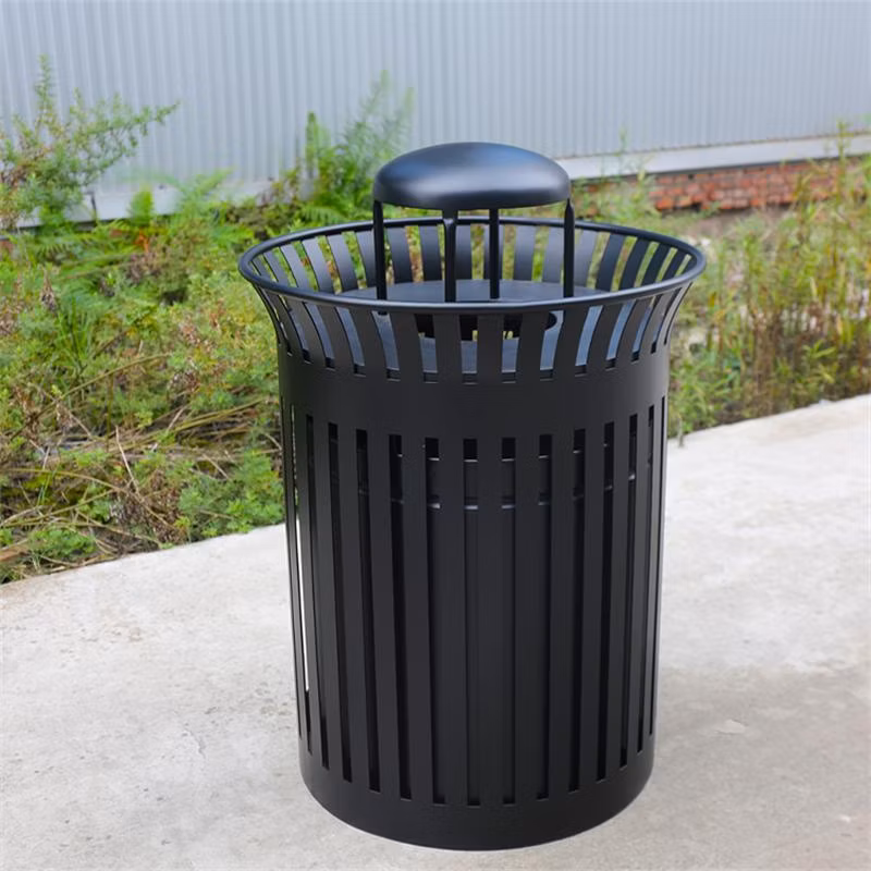 Outdoor Park Street Steel Waste Bin Outside Garden Metal Garbage Trash Can