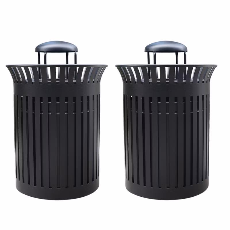 Outdoor Park Street Steel Waste Bin Outside Garden Metal Garbage Trash Can