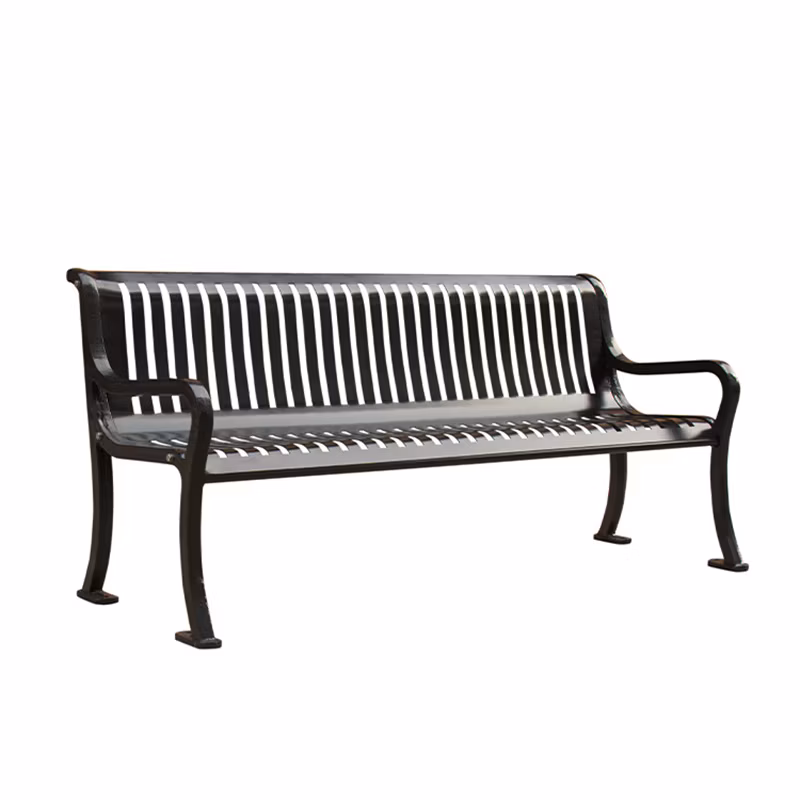 Outdoor Furniture Outside Park Garden Patio Long Steel Iron Bench Chair