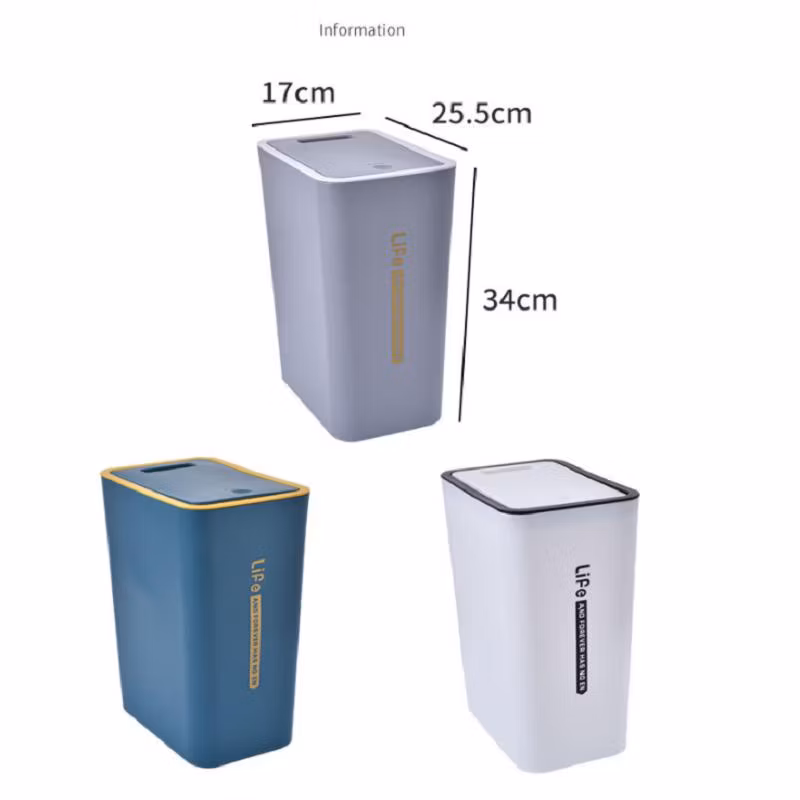 Creative Thickened Trash Can with Lid Household Toilet Plastic Bucket Kitchen Classification Press Storage Bucket Cross-Border