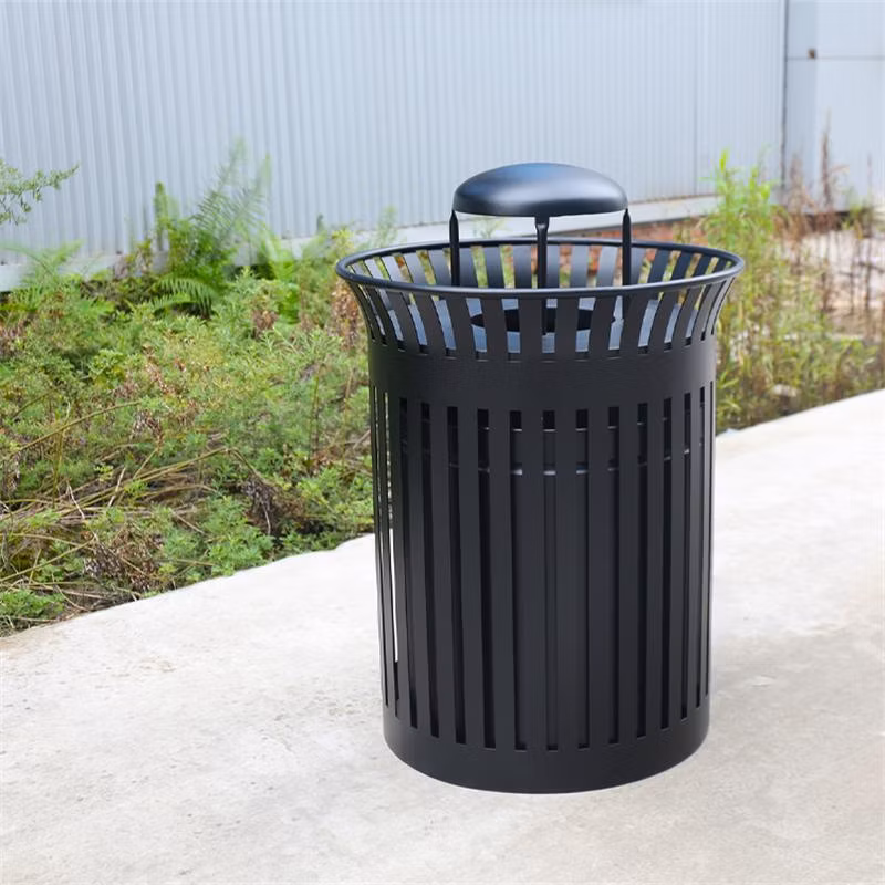 Outdoor Park Street Steel Waste Bin Outside Garden Metal Garbage Trash Can