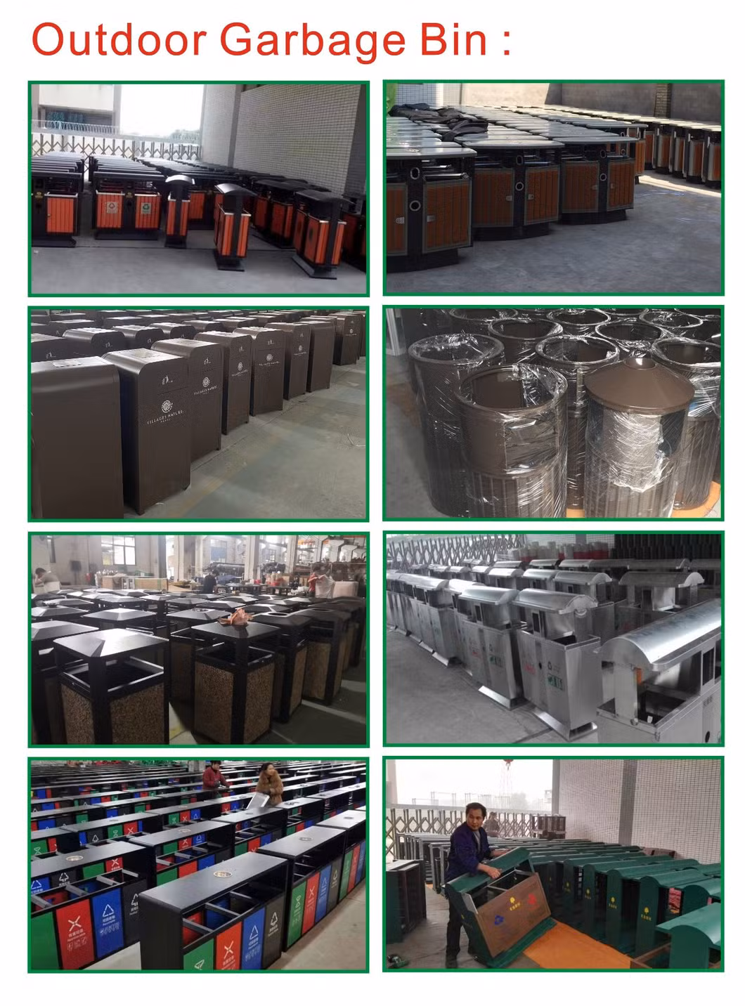 Top Steel Dustbin for Outdoor Use with Galvanized Inner Bin
