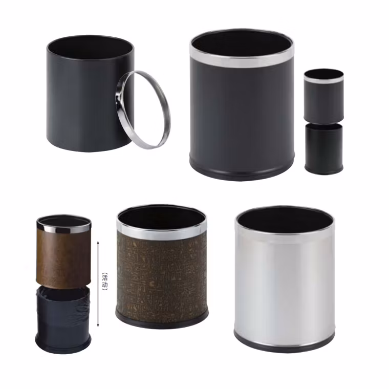 Multifunctional Bin Contemporary Metal Indoor/Outdoor Waste Receptacle Trash Can for Hotel