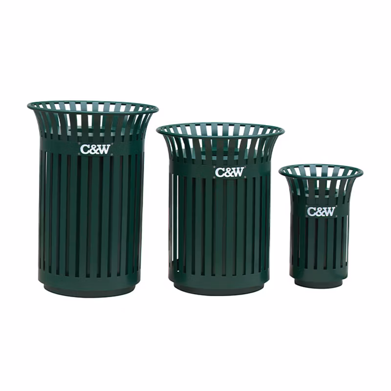 Outdoor Park Street Steel Waste Bin Outside Garden Metal Garbage Trash Can