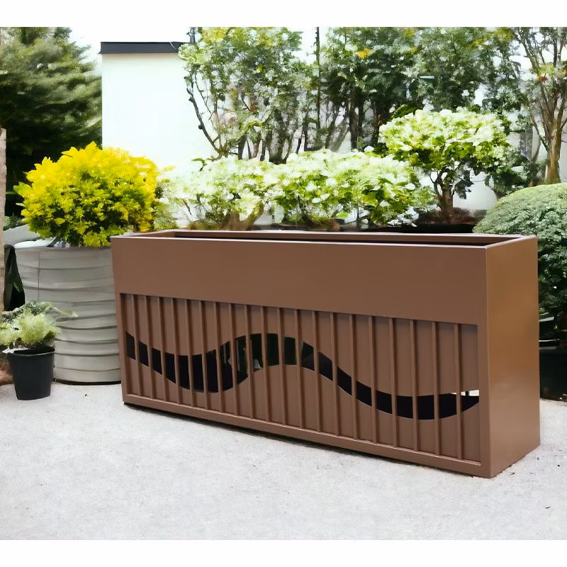 Garden Large Size Metal Planter Box Modern Flower Pots Rectangle Plant Pots