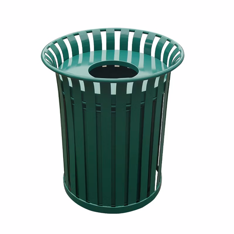 Outdoor Park Street Steel Waste Bin Outside Garden Metal Garbage Trash Can
