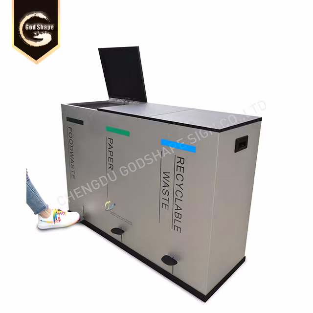 Recycling Outdoor Pedal Stainless Steel Dustbin/Metal Trash Can 0801