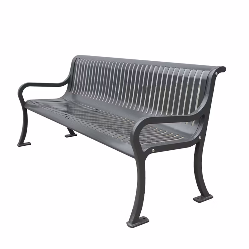 Outdoor Furniture Outside Park Garden Patio Long Steel Iron Bench Chair