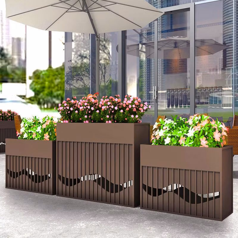 Garden Large Size Metal Planter Box Modern Flower Pots Rectangle Plant Pots
