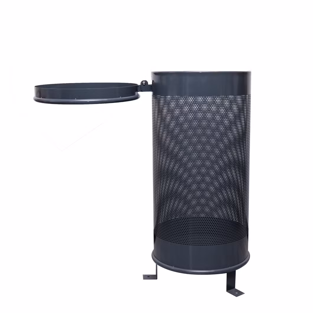 Outdoor Dustbin Public Steel Metal Trash Bin Rubbish Garbage Can 110 Litres Waste Bin