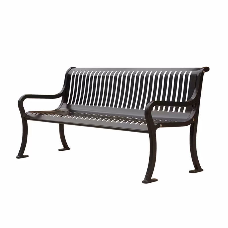 Outdoor Furniture Outside Park Garden Patio Long Steel Iron Bench Chair