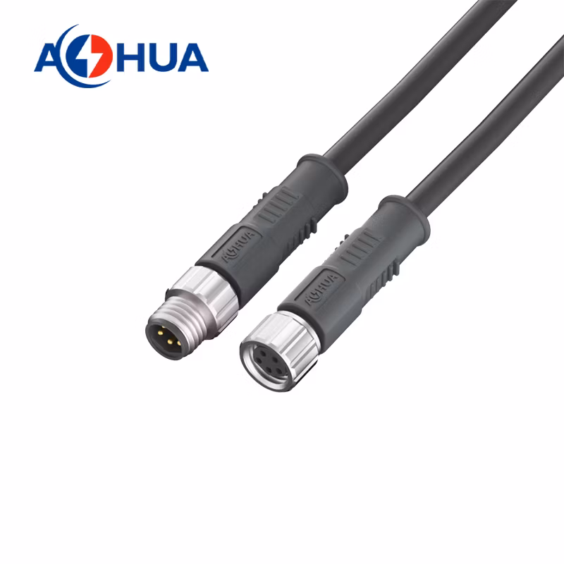 5pin IP67 Waterproof Cable Connector M8 Pre-Wire Male Female Connector Metal Nut Plastic Power Signal Receptacle with 20/22/24 AWG Electrical Wire Joint