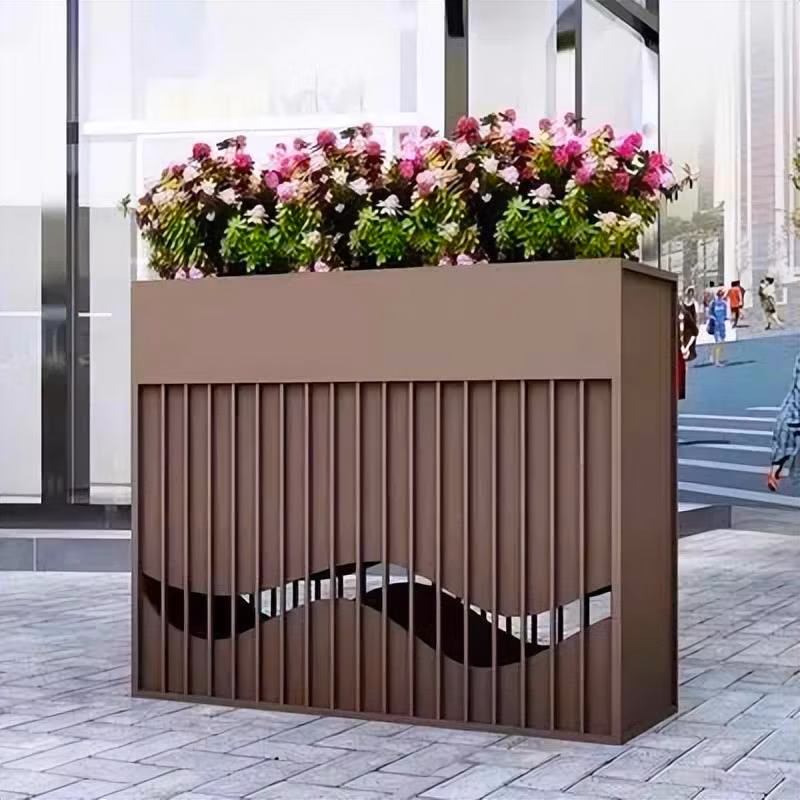 Garden Large Size Metal Planter Box Modern Flower Pots Rectangle Plant Pots
