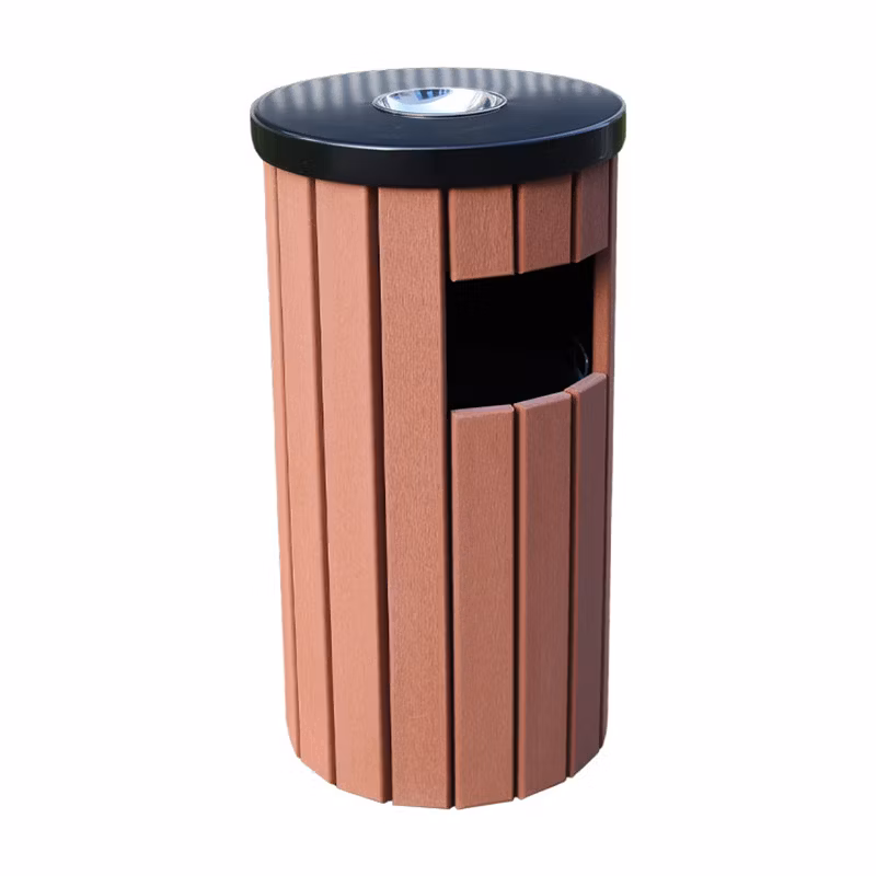 Outdoor Plastic Wood Public Garbage Trash Can Outside Wooden Waste Bin Manufactures