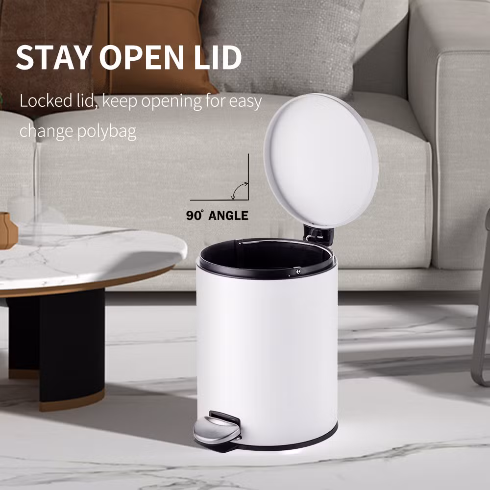 Contemporary 5L Dustbin in Durable Stainless Steel for Stylish Bathrooms