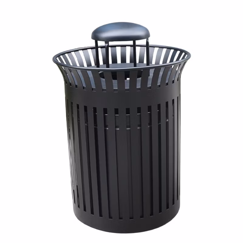 Outdoor Park Street Steel Waste Bin Outside Garden Metal Garbage Trash Can