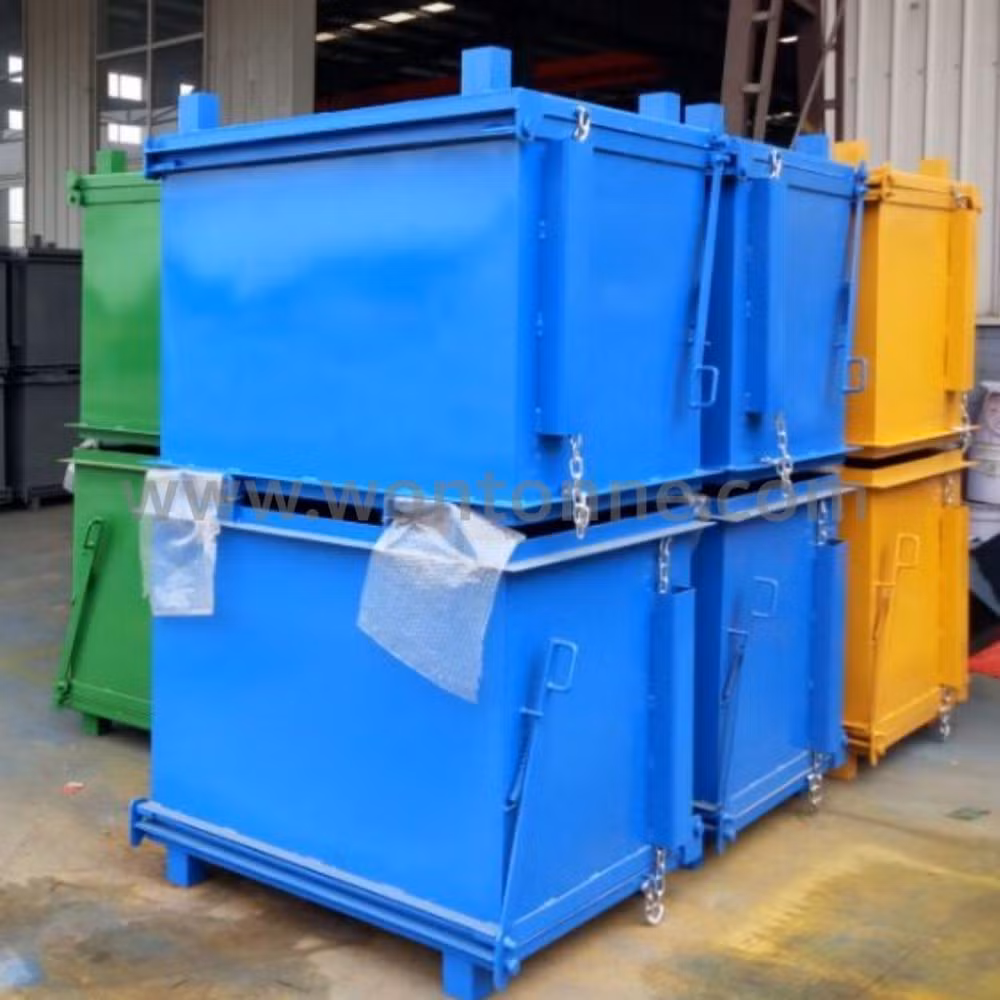 Full Welding Forklift Parts High Strength Steel Bottom Drop Bins Waste Bins