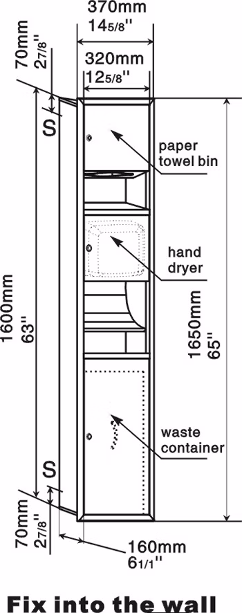 304 Stainless Steel Paper Towel Dispenser Automatic Hand Dryer and Waste Receptacle Combination