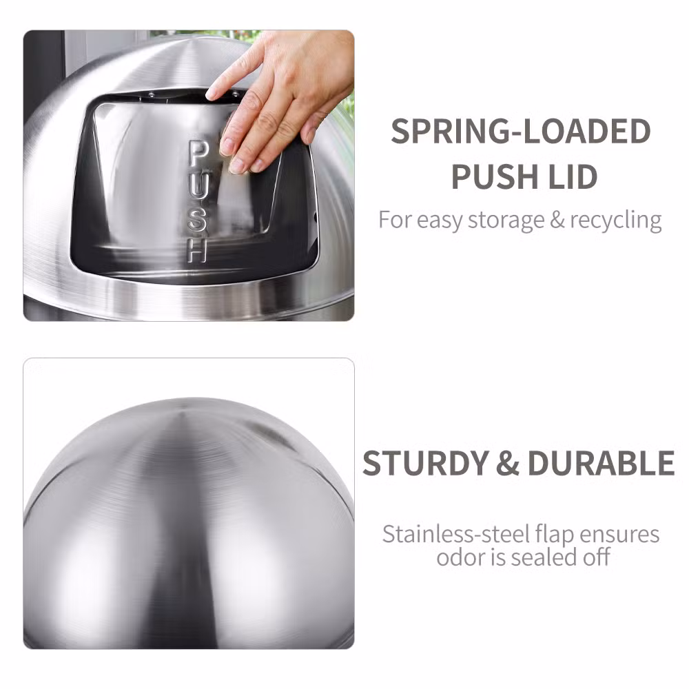 Full Size 12L 27L 35L 50L 70L 90L Round Recycling Bins for Public Spaces Waste Management Indoor Outdoor for Households Shopping Malls Push Bin