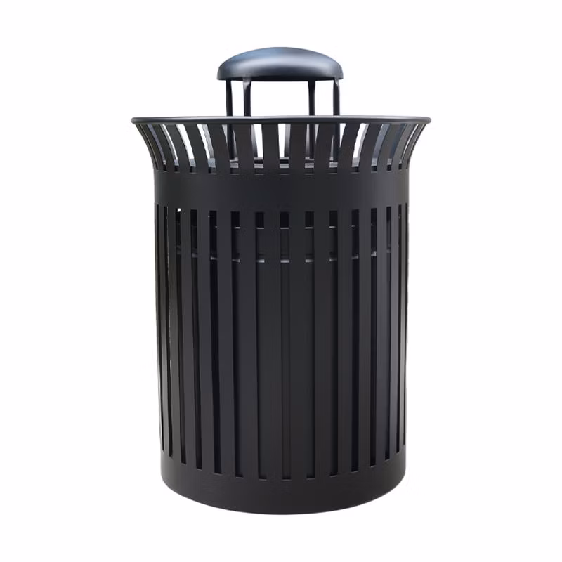 Outdoor Park Street Steel Waste Bin Outside Garden Metal Garbage Trash Can