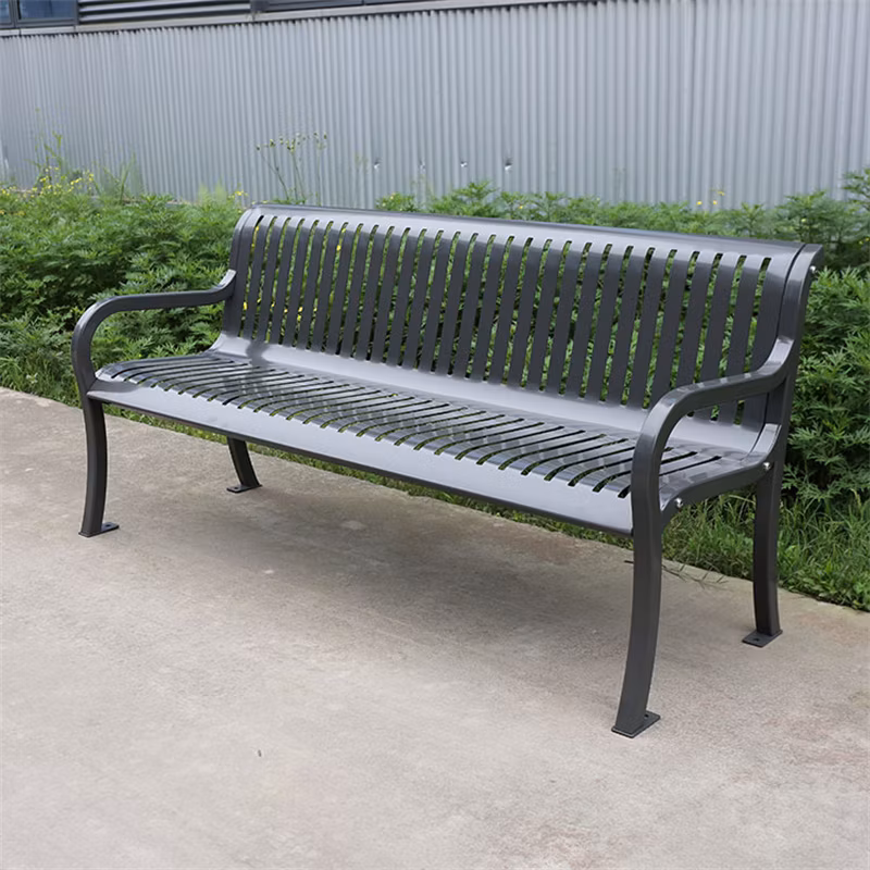 Outdoor Furniture Outside Park Garden Patio Long Steel Iron Bench Chair