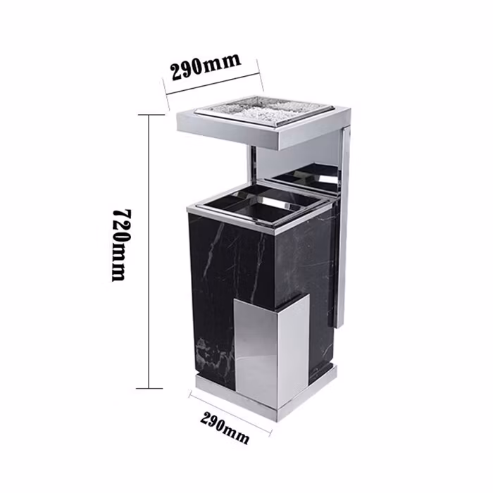 Indoor Office Shop No Cigarette Flat Top Garbage Can Stainless Steel Sanitary Garbage Trash Bin Public Waste Receptacle Bin