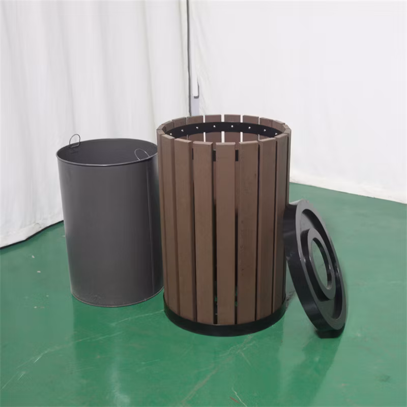 Outdoor Wood Garbage Waste Clinical Paper Basket Bin Recycle Litter Bin Manufactures