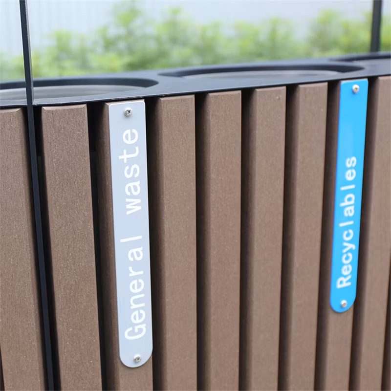 Commercial Outdoor Huge Wood Trash Garbage Cans Outside Street Sorting Waste Bins