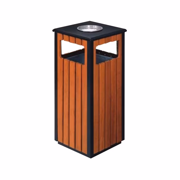 Plastic Trash Rust-Resistant Stainless Steel Waste Receptacle Commercial Bin for Outdoor