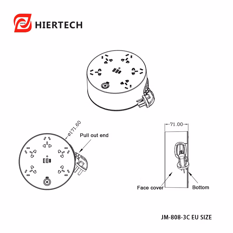 HIERTECH High-end JP plug automatic retractable Extension Socket