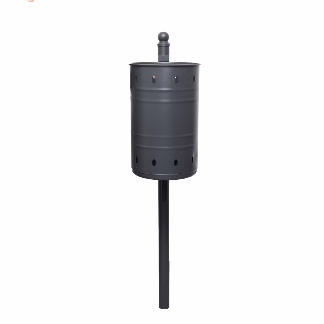 New Design Outdoor Furniture Street Standing Round Metal Recycle Bin Garden Dustbin Public Park Perforated Decorative Trash Can