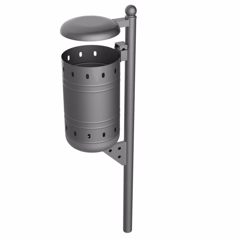 New Design Outdoor Furniture Street Standing Round Metal Recycle Bin Garden Dustbin Public Park Perforated Decorative Trash Can