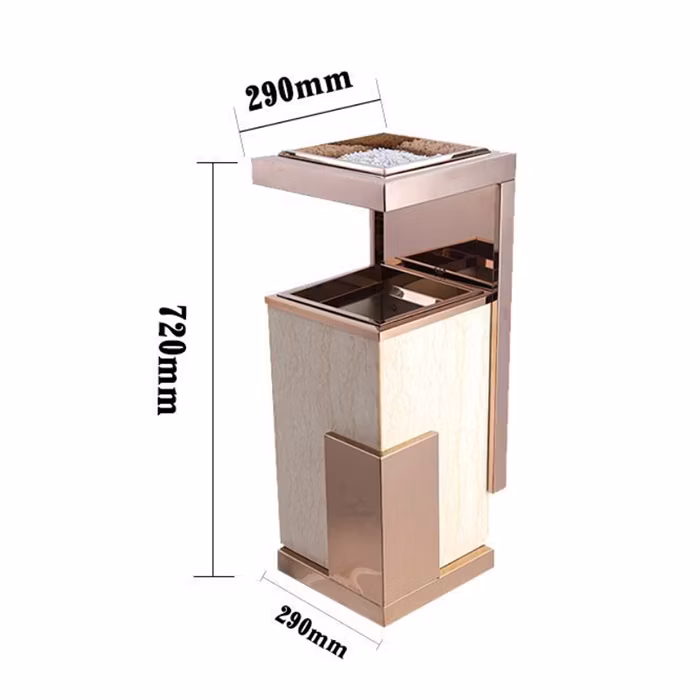 Indoor Office Shop No Cigarette Flat Top Garbage Can Stainless Steel Sanitary Garbage Trash Bin Public Waste Receptacle Bin