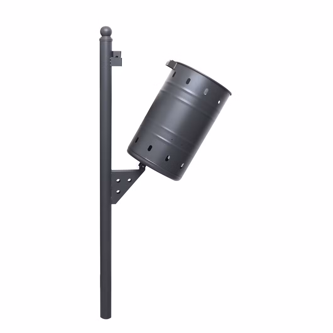 New Design Outdoor Furniture Street Standing Round Metal Recycle Bin Garden Dustbin Public Park Perforated Decorative Trash Can