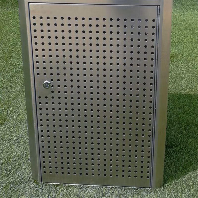 Outdoor Rectangle Steel Waste Container Bin Outside Garden Garbage Receptacle Trash Can
