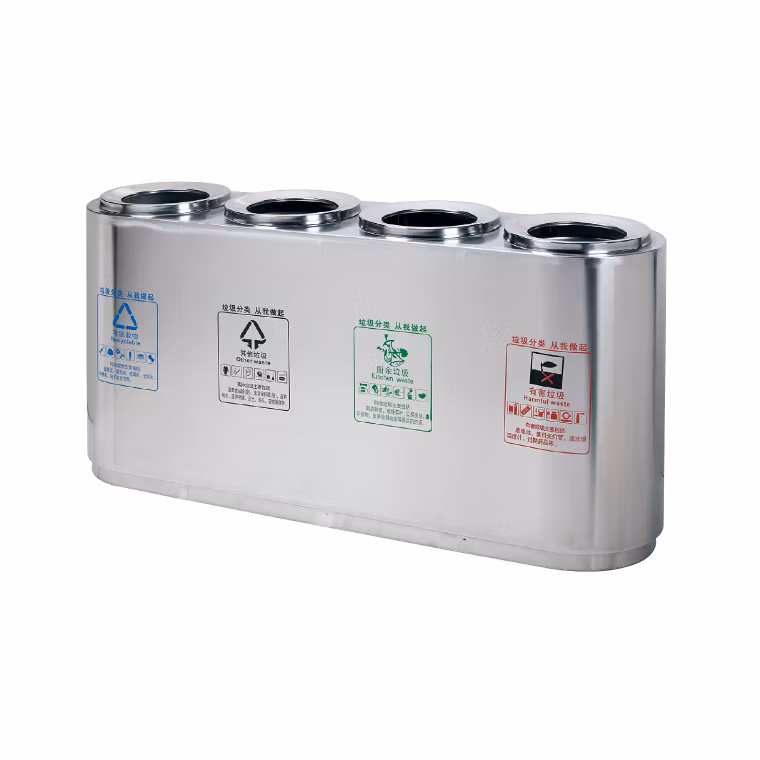 Multifunctional Rubbish Contemporary Trash Receptacle Stainless Steel Commercial Refuse Bin for Outdoor