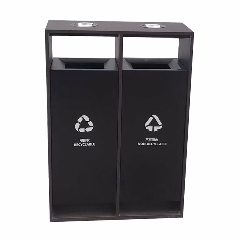 School Outdoor Garden Decoration Dustbin Trash Can Street Park Steel Waste Bin