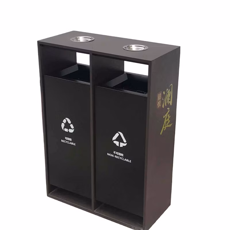 School Outdoor Garden Decoration Dustbin Trash Can Street Park Steel Waste Bin