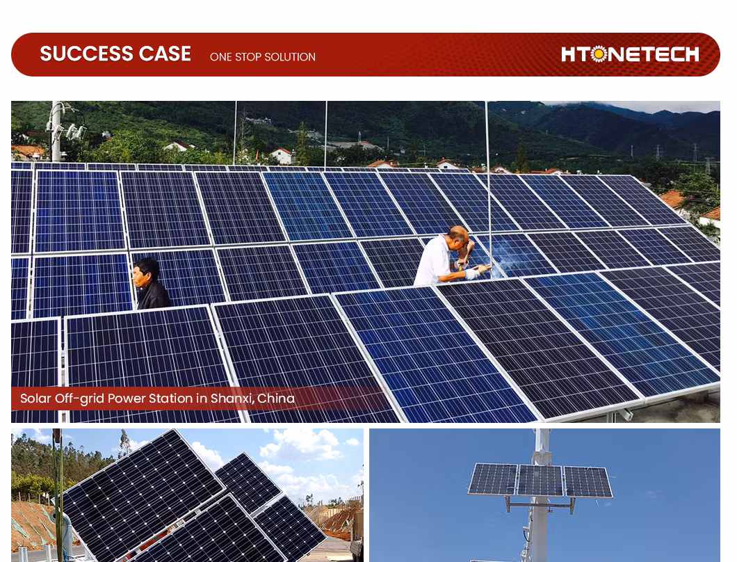 Htonetech 5kw off Grid Solar Power System Complete Kit China 12 Volt Monocrystalline Solar Panel Single Cylinder Electric Diesel Generator 40kwh Solar System