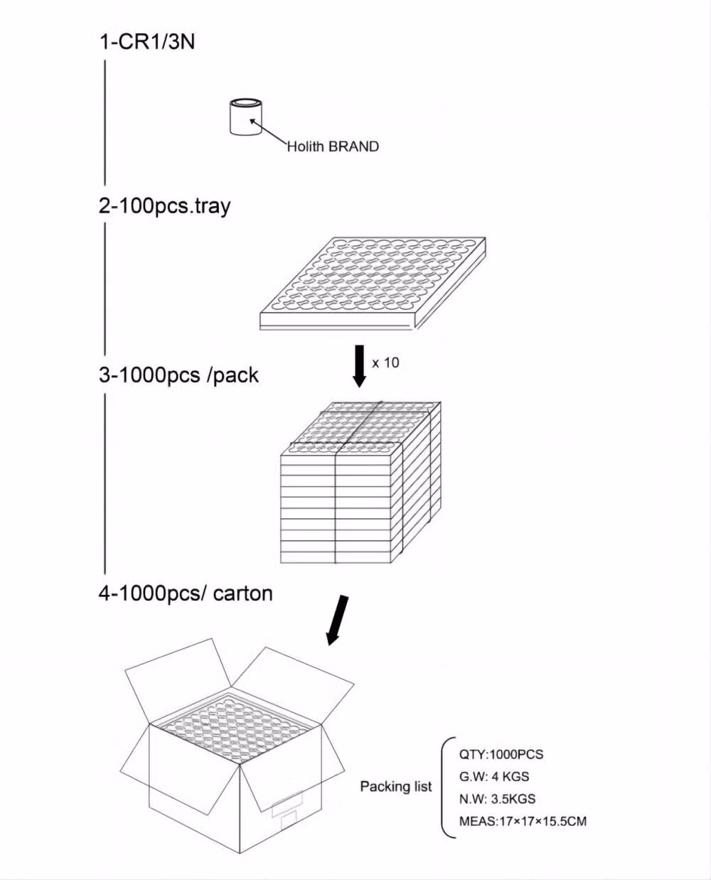 Cr1/3n*5 Lithium Ion Button Replacement Coin Cell Storage Solar Power Panel System LiFePO4 Station 18650 Battery
