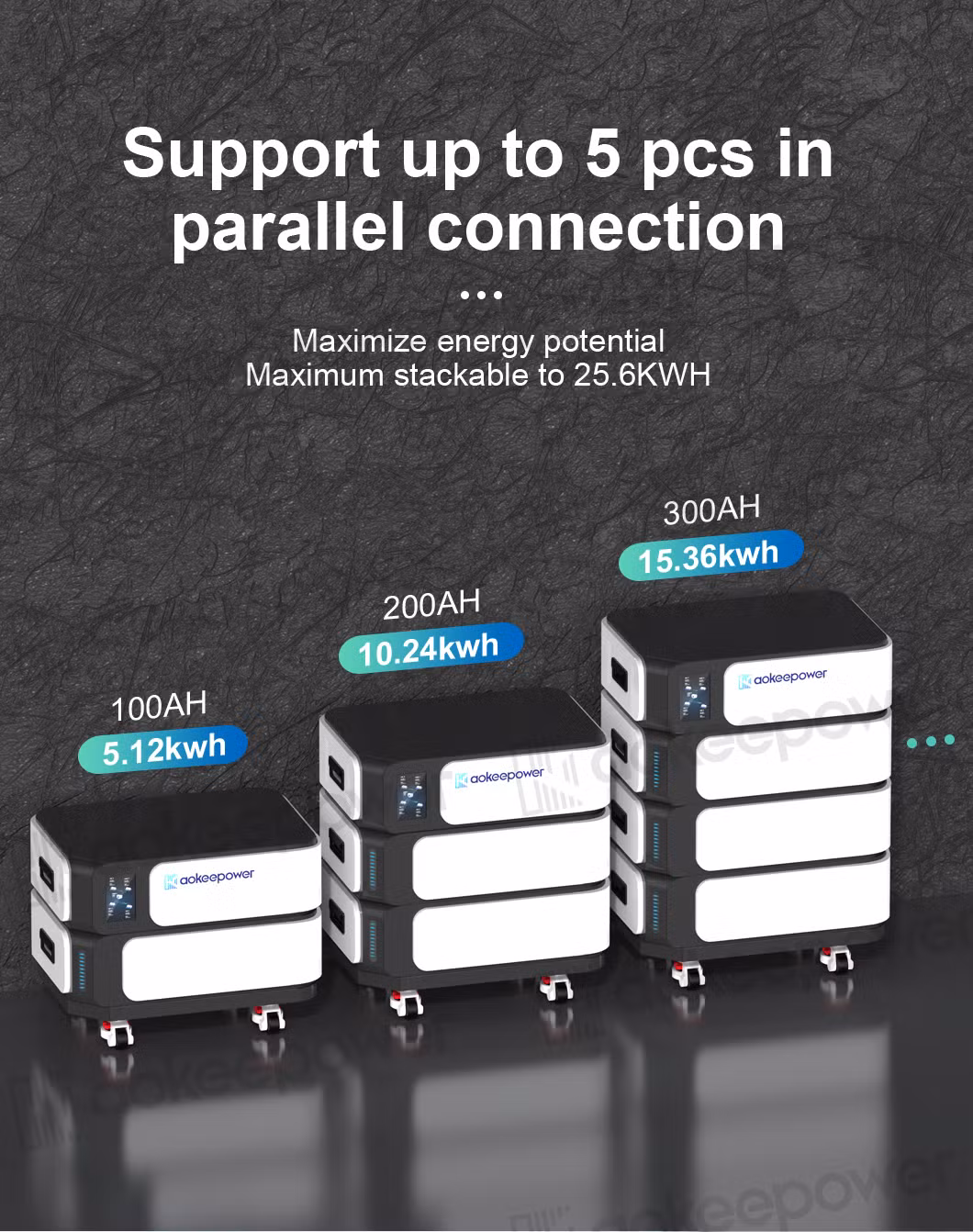 Aokeepower Energy Storage System Ess Household Energy Storage System 5kw Inverter Residential Solar Power Panels LiFePO4 5kwh Energy Storage Battery