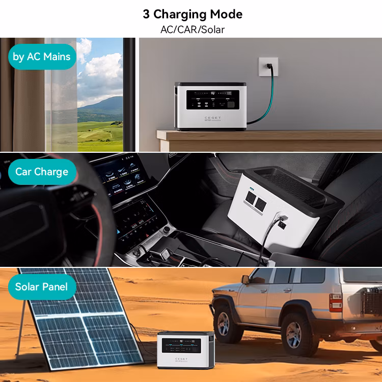 Ceget M12 New 1065wh 1200W Powerstation Factory Energy Storage Supply Backup Battery Generator with Solar Panel Charging Outdoor Camping Portable Power Station