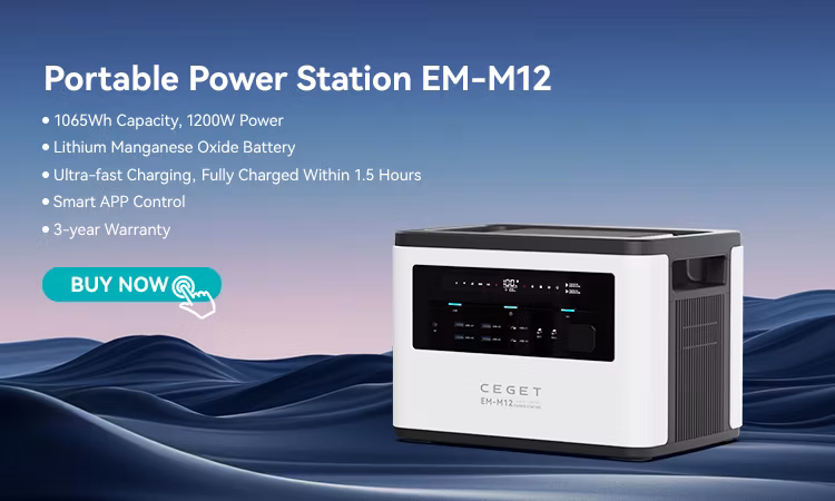 Ceget M12 New 1065wh 1200W Powerstation Factory Energy Storage Supply Backup Battery Generator with Solar Panel Charging Outdoor Camping Portable Power Station