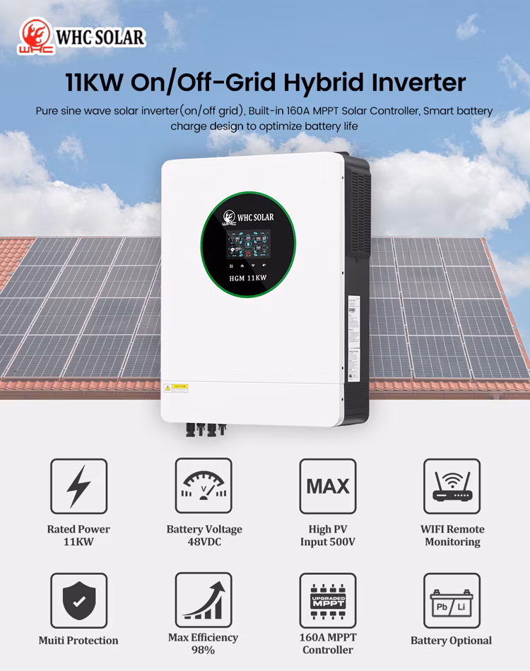 Whc off Grid Hybrid Inverter Single Phase 7.2kw 8.2kw 11kw MPPT Pure Sine Wave Solar Inverter Price