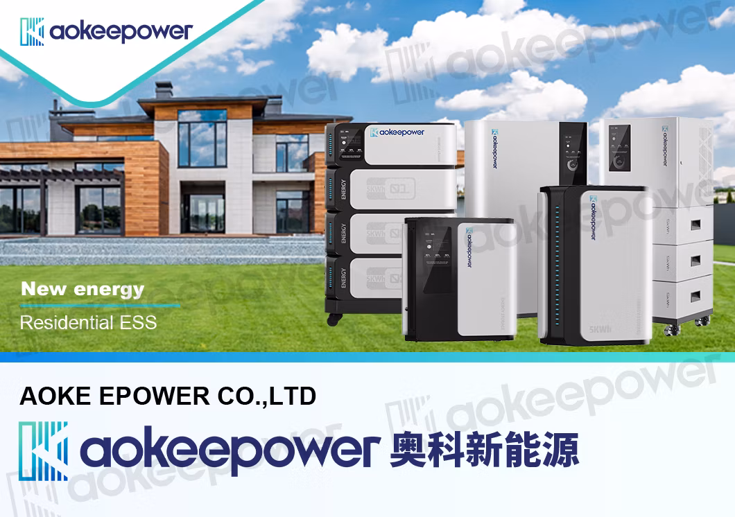 Aokeepower Energy Storage System Ess Household Energy Storage System 5kw Inverter Residential Solar Power Panels LiFePO4 5kwh Energy Storage Battery