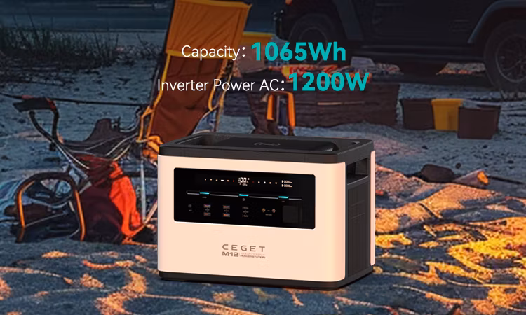 Ceget M12 New 1065wh 1200W Powerstation Factory Energy Storage Supply Backup Battery Generator with Solar Panel Charging Outdoor Camping Portable Power Station