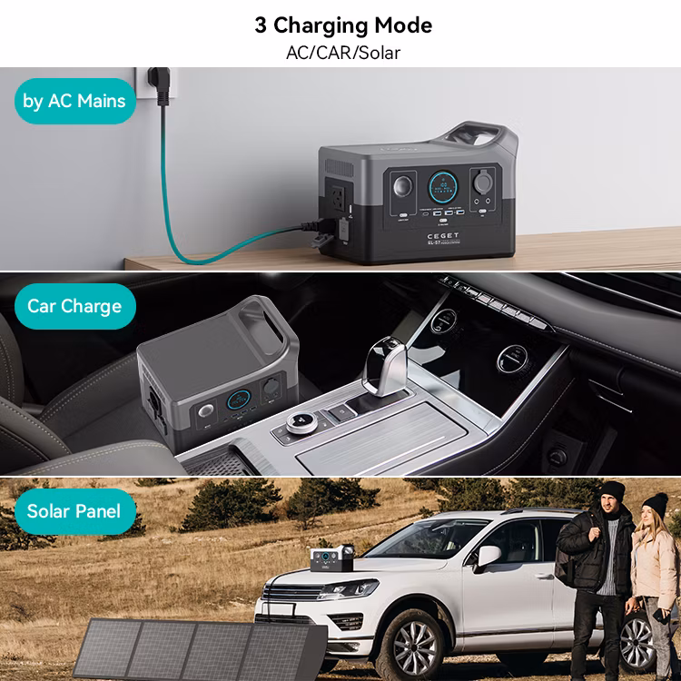 Ceget S7 Portable Power Station 700W 384wh 1.8hrs Fast Charging Solar Generator for Outdoor Camping/Rvs/Home Use