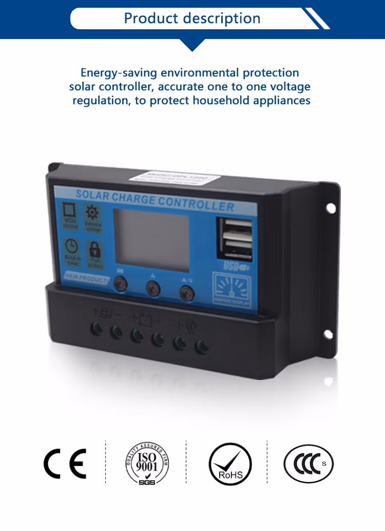 Manual PWM Solar Regulator Charge Controller with LCD Display