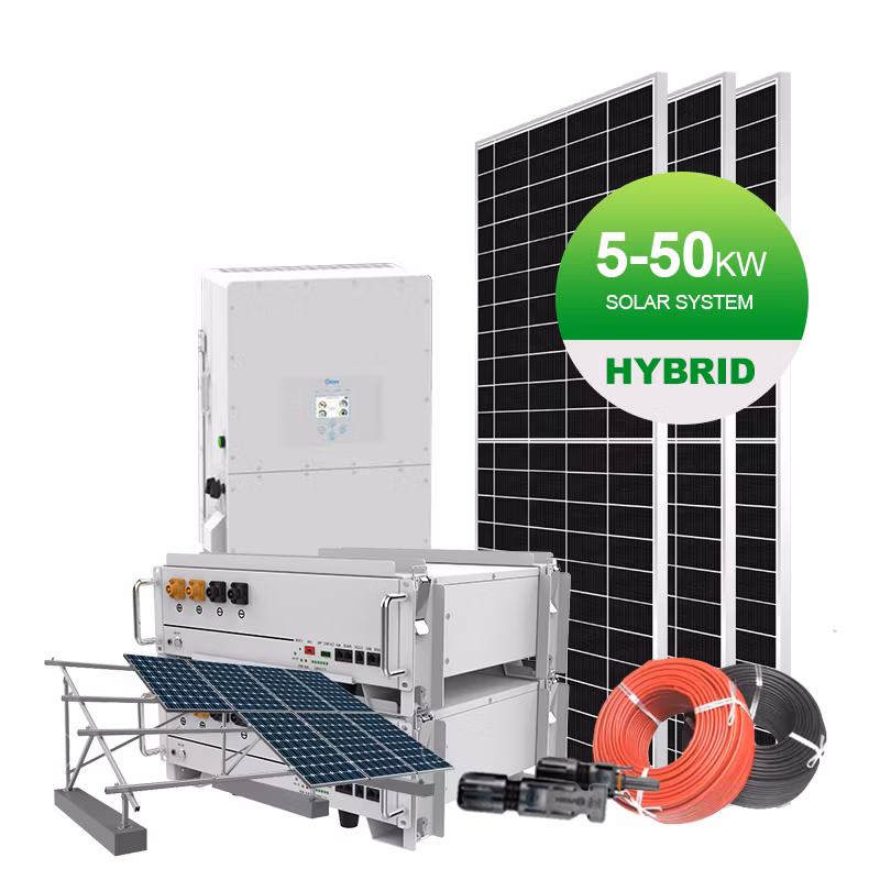 Nuovo sistema di energia domestica ibrido solare con accumulo off-grid di classe A Prezzo 5kw 8kw 10kw 12kw 15kw 20kw 30kw Sistema ibrido solare completo Growatt Deye