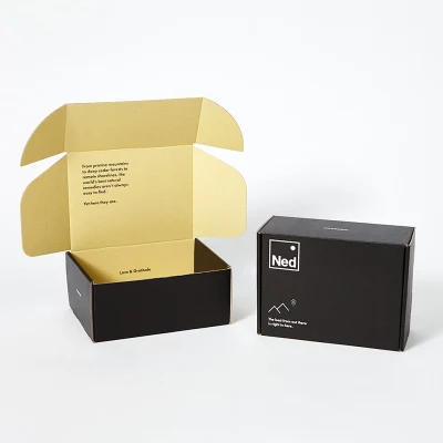 Cuadro personalizado de lujo en envases de cartón ondulado de color negro Cajas para pequeñas empresas.